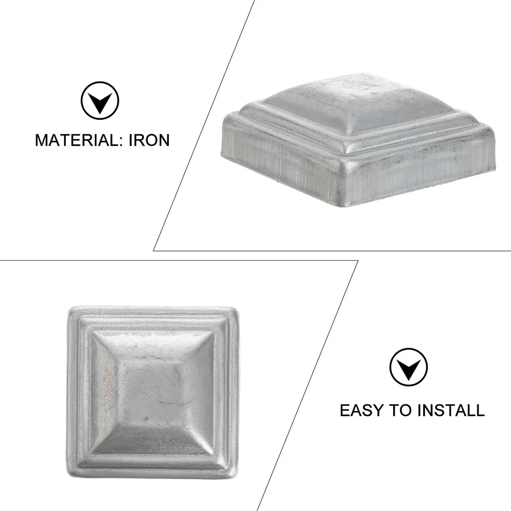 

12pcs Square Post Caps Iron Fence Covers Smooth Edges Durable For Guardrail Railing Column Fence Sealing Cover Metal Post