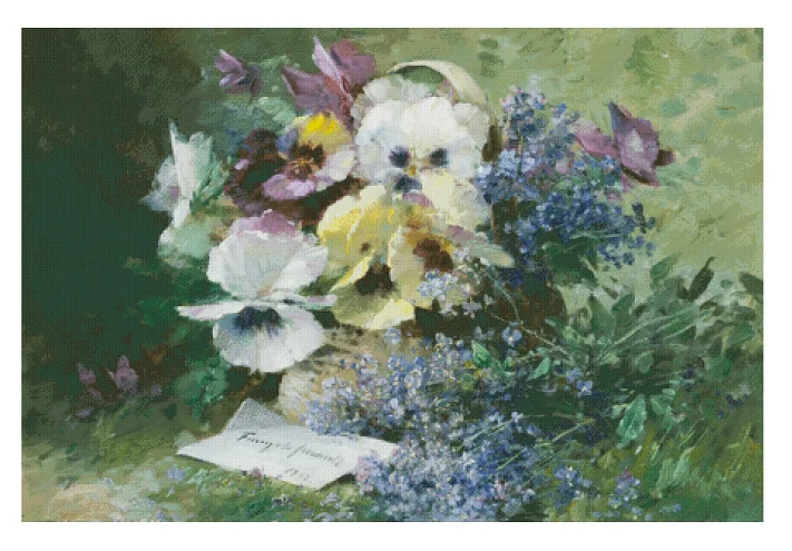 

Pansies Flower Basket sewing kit 16CT 14CT Unprinted Cross Stitch Kits Embroidery Art DIY Handmade Needlework Home Decor