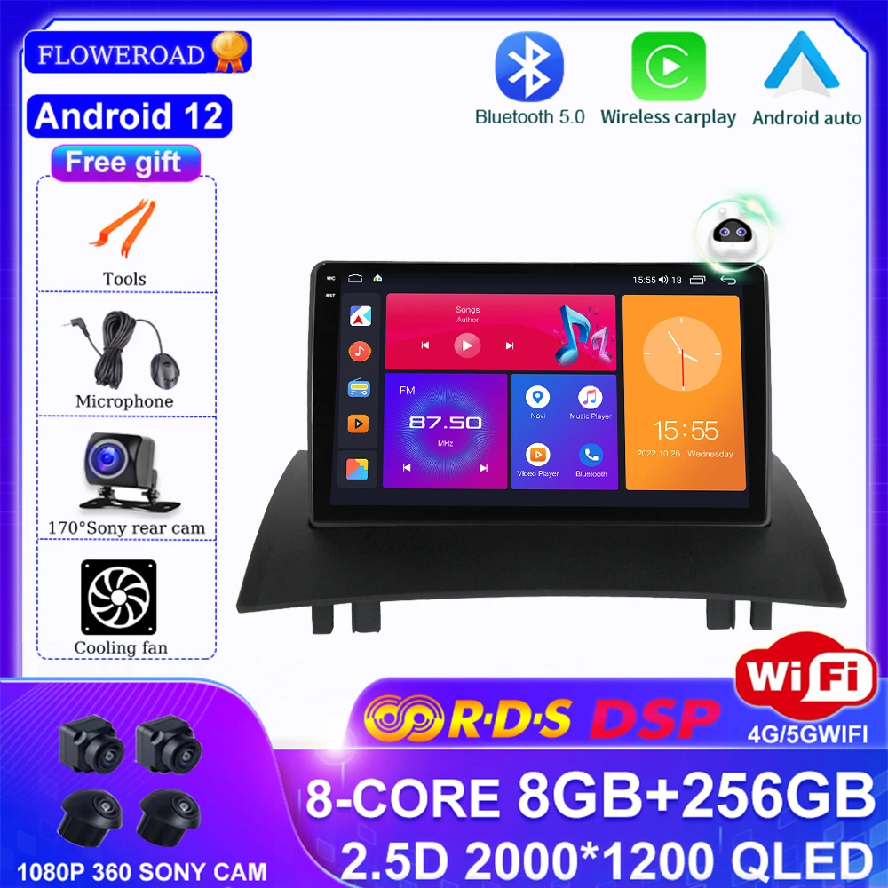 2 din autoradio lettore Video multimediale Android 13 per Renault Megane 2 2002-2009 navigazione GPS DSP BT Carplay Auto No 2din dvd