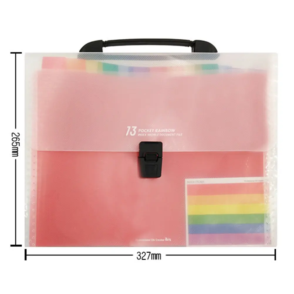 

13 Pockets A4 File Organizer Bag Rainbow Accordion Design Waterproof Premium Plastic Document Holder Large Capacity for School