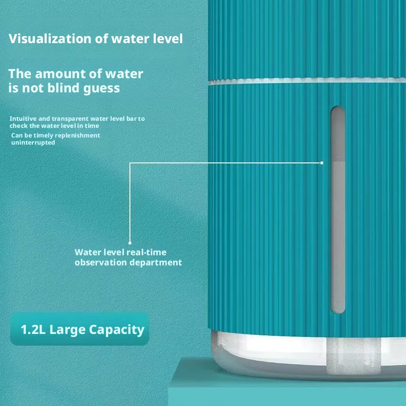 USB Rechargeable Home Portable Ultrasonic Humidifier with Air Diffuser & Color-Changing Lights 1200ml Capacity Humidity Control