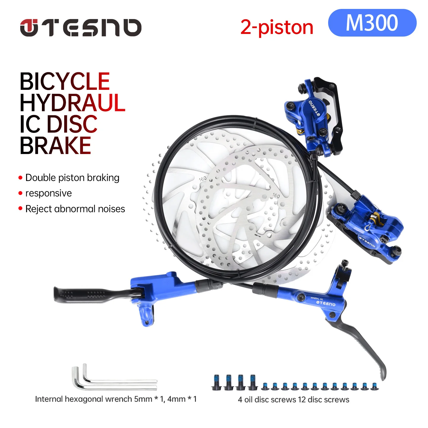 TESNO Fahrrad hydraulische Scheiben bremse 2 Kolben MTB Teile Fahrrad zubehör 160mm Rotors attel vorne hinten 1000 mm1800 mm Öl brems atz