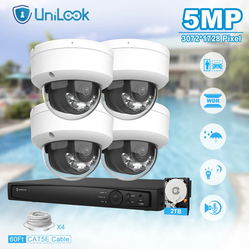 Unilook Security Protection 5MP Smart Dual-Light IP Camera System Kit 8 IP Cameras Indoor 8 Channels 4K NVR CCTV Security System