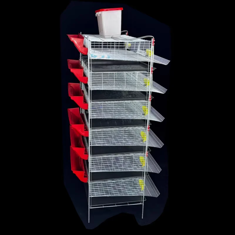 Automatic Quail Cages with Feeders, Waterers, and Egg Collectors; Vertically Stackable Racks with Manure Removal Sys(Customized)