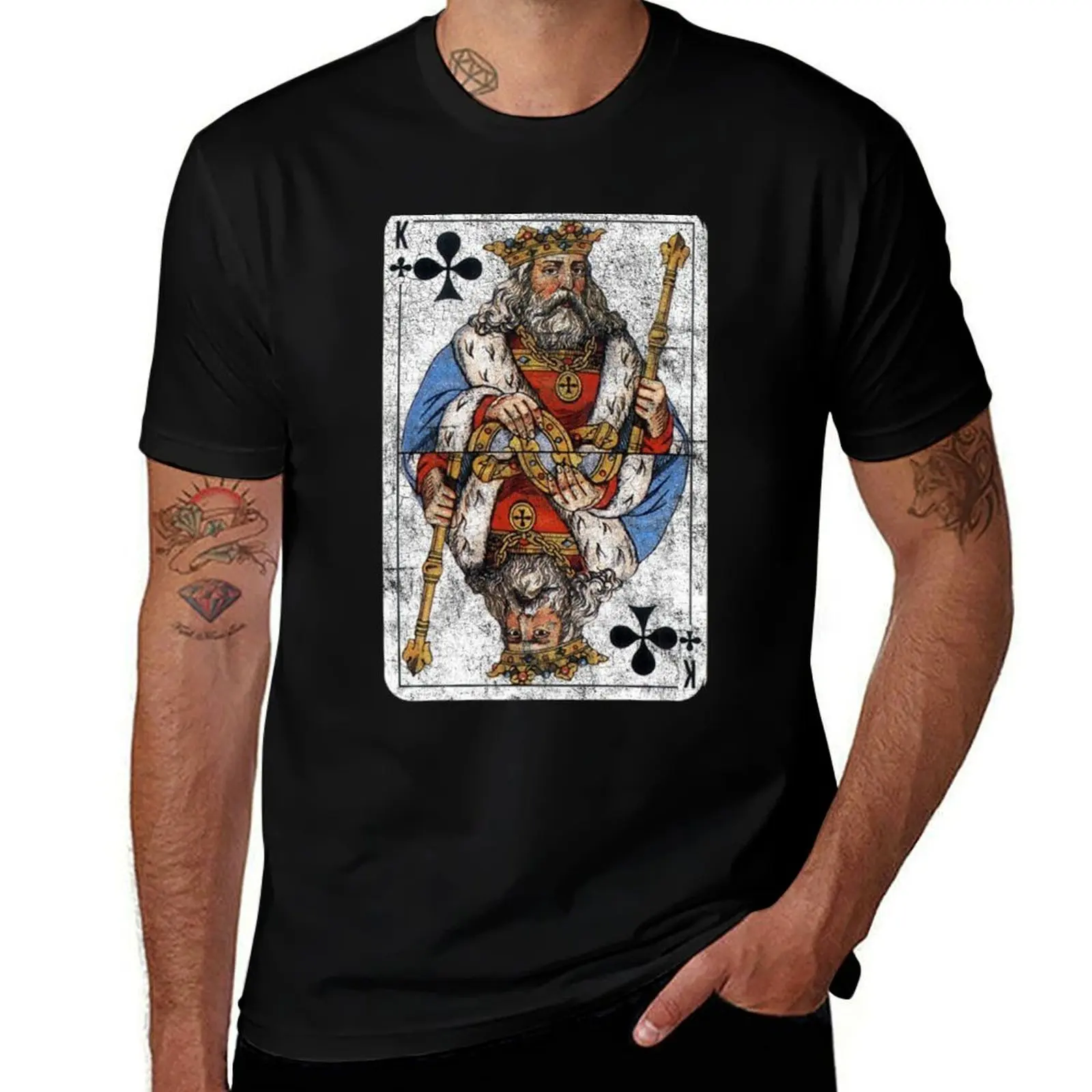 Vintage King of Clubs Playing Card T-Shirt oversized graphic tee graphic shirts mens graphic t-shirts hip hop