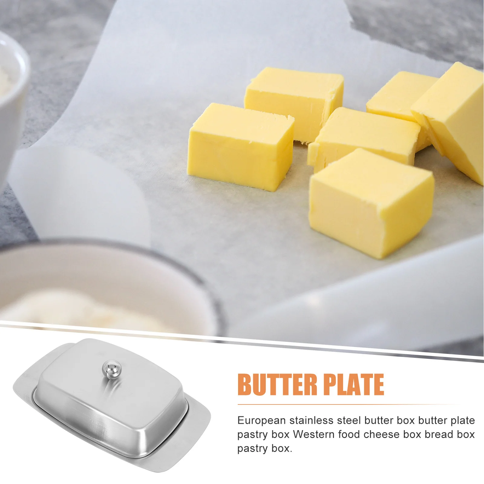 

1Pcs Stainless Steel Butter Plate Thick Lid Multifunctional Food Storage Tray Butter Plate Stainless Steel Dish
