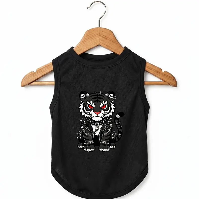 

Cool Punk Tiger Print Dog Vest, Breathable Summer New Pet Clothes