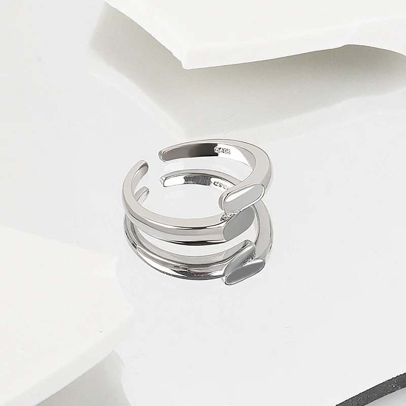 

925 Sterling Silver Simple Irregular Geometric Adjustable Rings For Women New Fine Handmade Party Jewelry Gifts