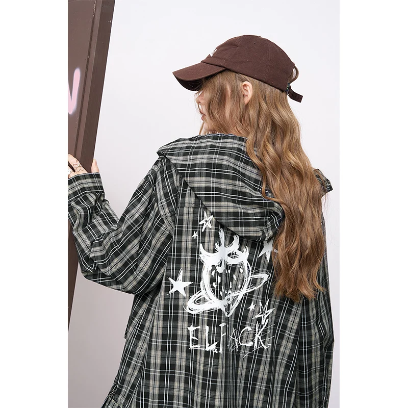 Elfsack 2025 verão nova chegada solto bonito xadrez arco impresso camisa curta vestido para mulher