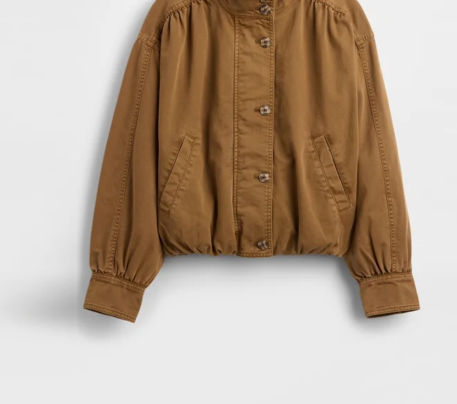 سترة قصيرة بنية عتيقة برقبة واقفة وأكمام طويلة ضيقة معطف خريفي واحد الصدر ملابس أساسية عالية الشارع #5