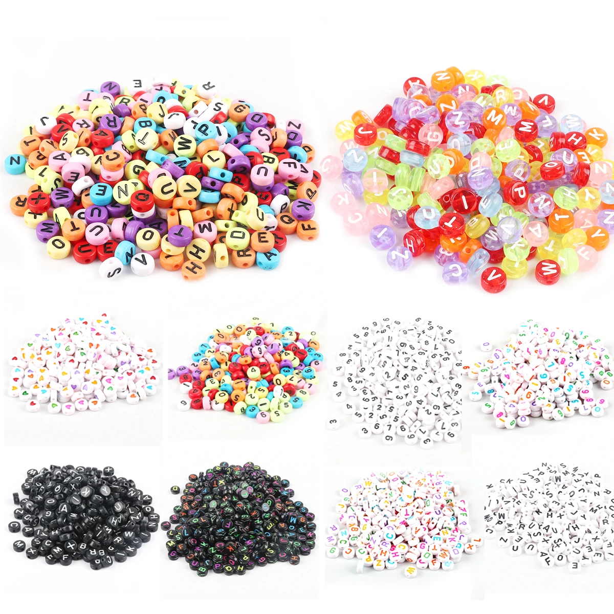 100/200/500PCS White Color Acrylic A-Z 26 Letter Beads Round Loose Spacer Alphabet Beads for Jewelry Making Diy Bracelet Accesso