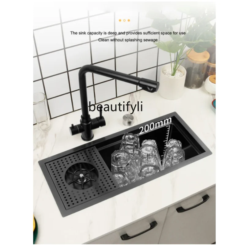 Imagem -04 - Hidden Cup Washer Sink Nano Bar Coffee Shop Milktea Cozinha Ocidental Mini Handmade Basin Único Slot Gabinete com Pias yj