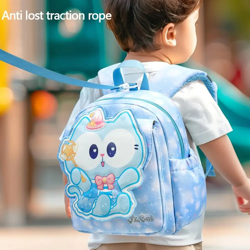 Mochila bonita de dibujos animados para niños, bolso de hombro creativo de gran capacidad para guardería, gato, nuevo