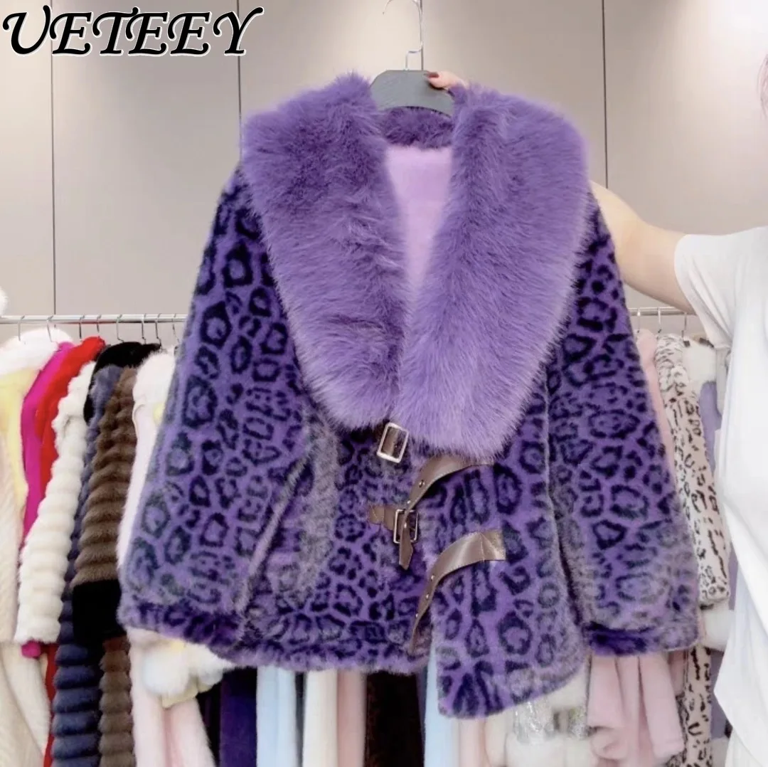 

2025 Winter New Elegant Eco-Friendly Fur Jacket Warm Luxurious Fur Collar Fashion Short Versatile Imitation Mink Faux Fur Coat