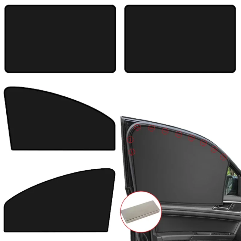 4 Pcs Magnetic Car Sun Shade UV Protection Curtain Car Window Sunshade Side Window Mesh Sun Visor Summer Window Film for Cars