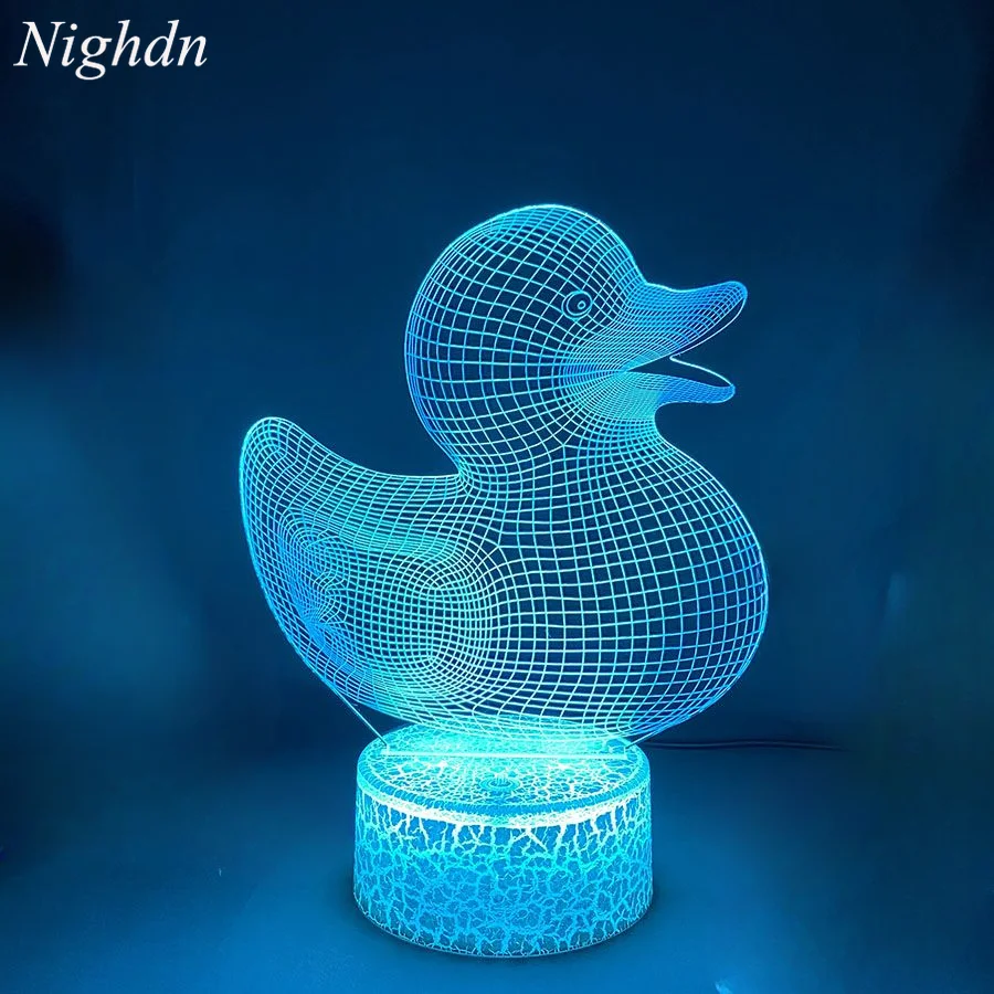 Nighdn Duck 3D Lamp LED Night Light 7 Colors Changing Nightlight Nursery Lamps Bedside Table  Decor Birthday Xmas Gift for Kids