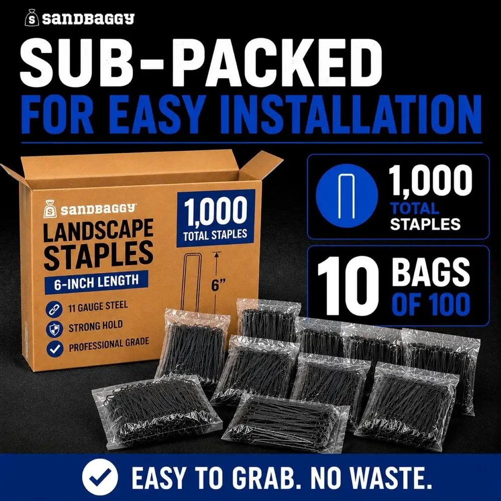 6 Inch 1000 Pack 11 Gauge Heavy Duty Steel Garden Staples for Weed Barrier Fabric, Sod, Turf, Netting, and Drip Irrigation Tubin - view 6