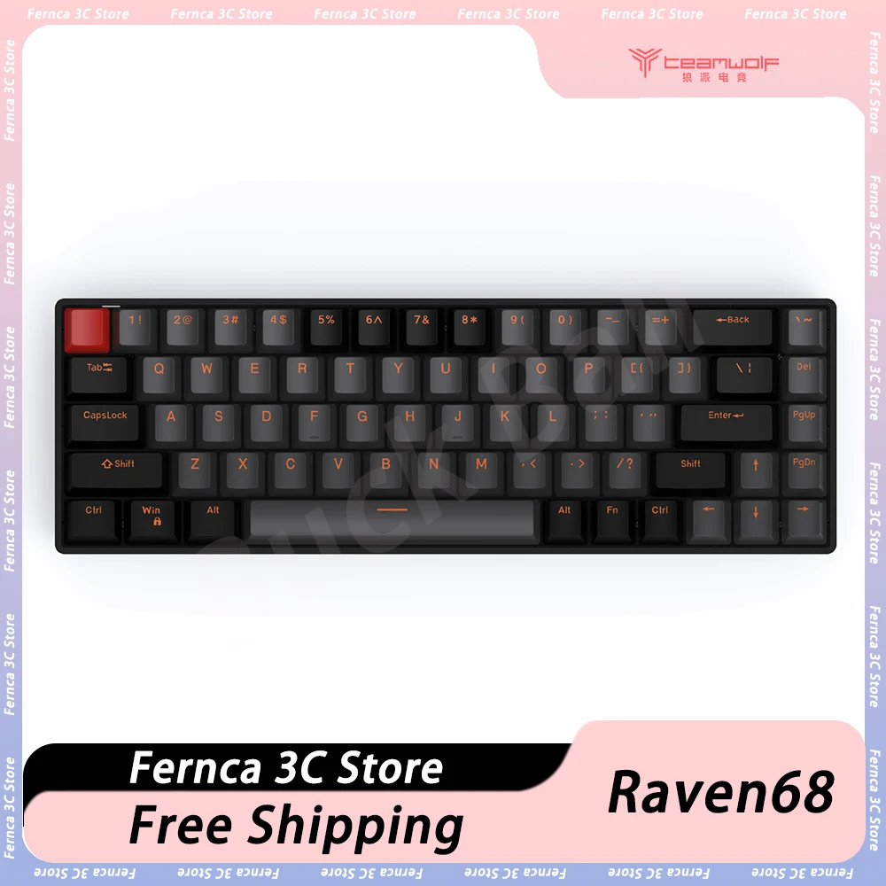 gaming teclado mecanico interruptor magnetico com fio 8k quick trigger teclado personalizado valorant gamer pc teamwolf raven68 01