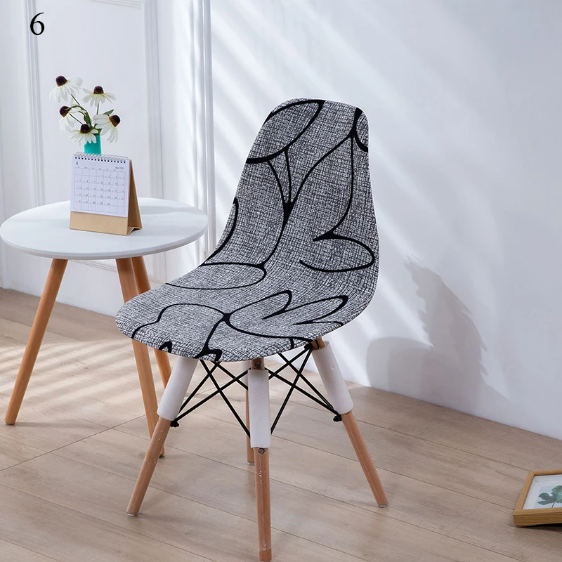 Housse de chaise de salle à manger sans accoudoirs, imprimée de Style nordique, extensible, à coque colorée, pour siège de cuisine, de fête, lavable