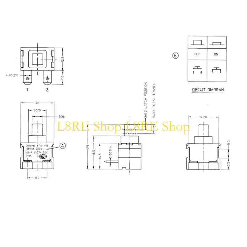 L8RE CPU-1113 2 Pin Power Switches Lock Button for Water Heater Vacuum Cleaner