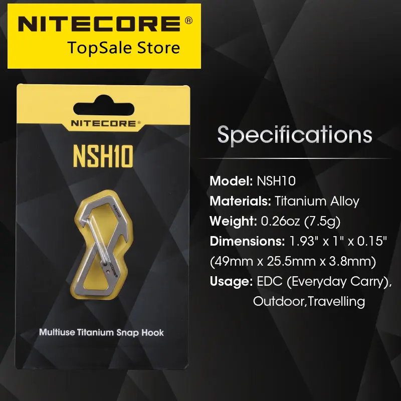 sale Nitecore NSH10 Multiuse Titanium Snap Hook 3in1 TC4 Bottle Opener Flat-head Screwdriver Keychain Backpack EDC Hanging Tools