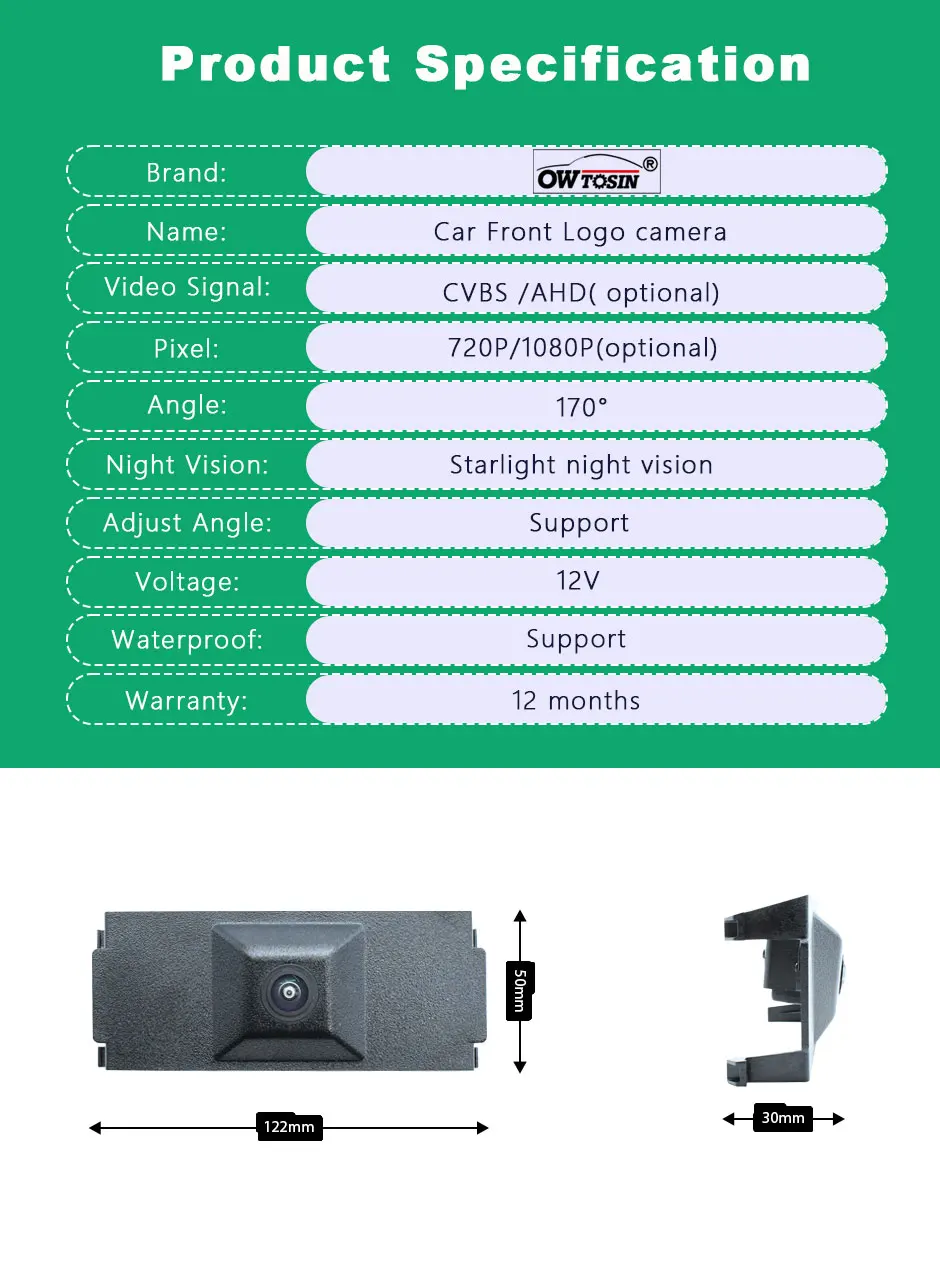 

170 ° Автомобильная камера Fisheye AHD 1080P для Volkswagen VW Teramont 2016 2017 2018 2019 2020, передняя камера с логотипом