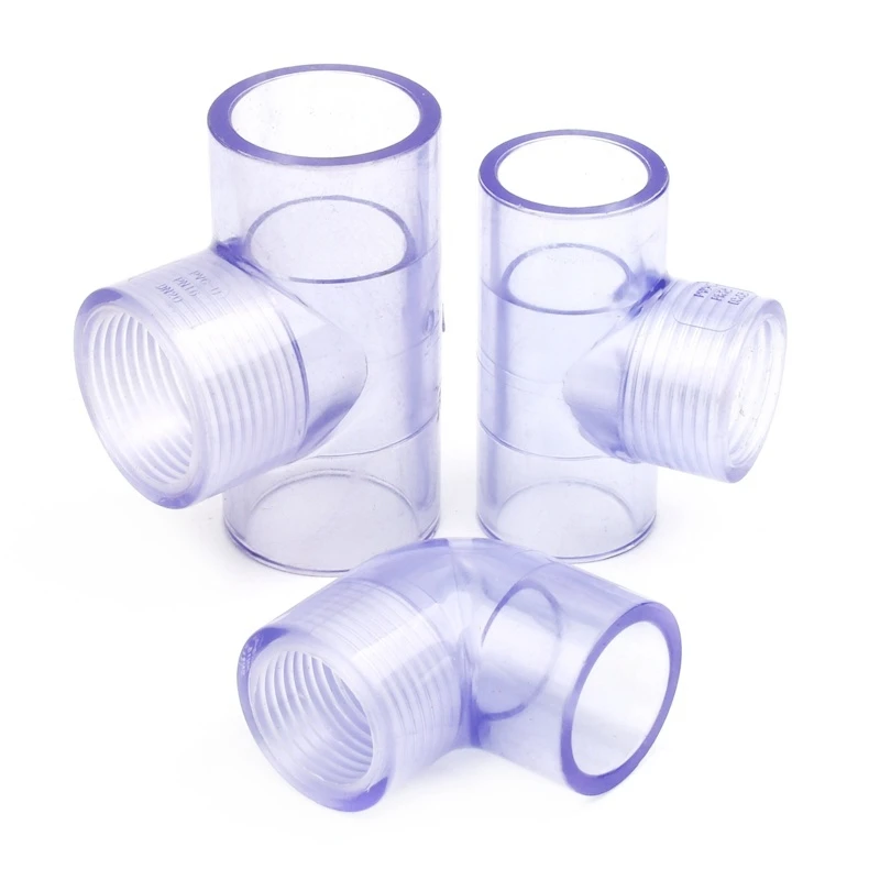 20~63mm Transparent UPVC Elbow Connector With 304 Stainless Steel Filter Aquarium Fish Tank Inlet Filter Irrigation Pipe Fitting