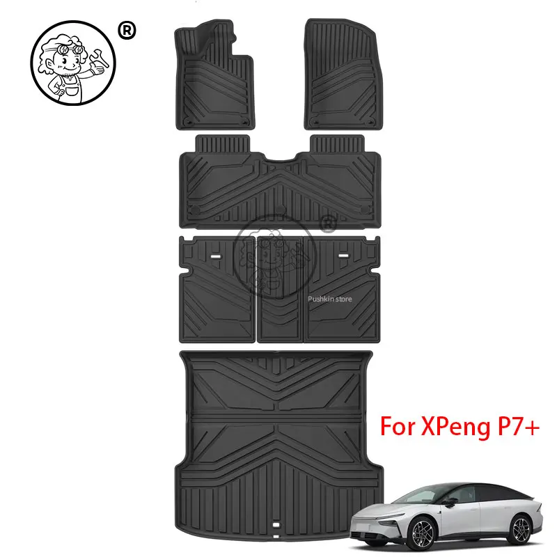 For Xpeng P7+ 2026 2027 TPE 3D LHD Foot Mat Floor Mats Cargo Liner Trunk Pad Waterproof All- Weather Car Interior Accessories