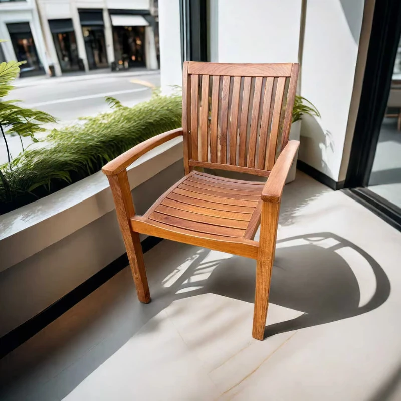 Balcony tea room teak executive chair waterproof and corrosion resistant