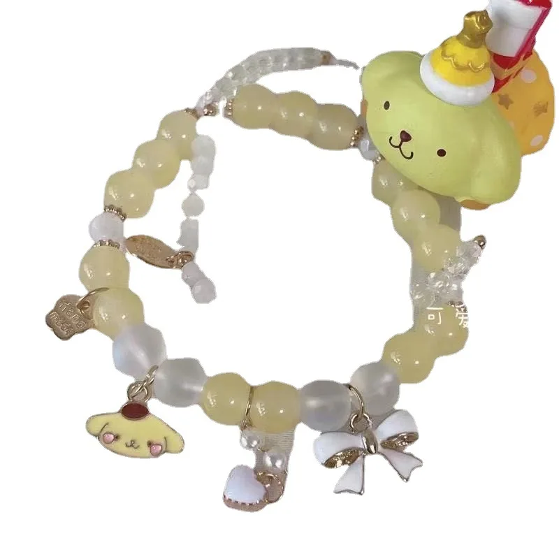 Miniso Sanrio Melody Yugui Dog Kuromi سوار كريستال مطرز لطيف حلو JK لينة الفتيات أفضل الأصدقاء هدية