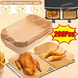 100/50PCS Rectangle Air Fryer Paper Square Baking Paper Barbecue Plate Mat Kitchen Oven NonStick Oil Air Fryer Paper Liners