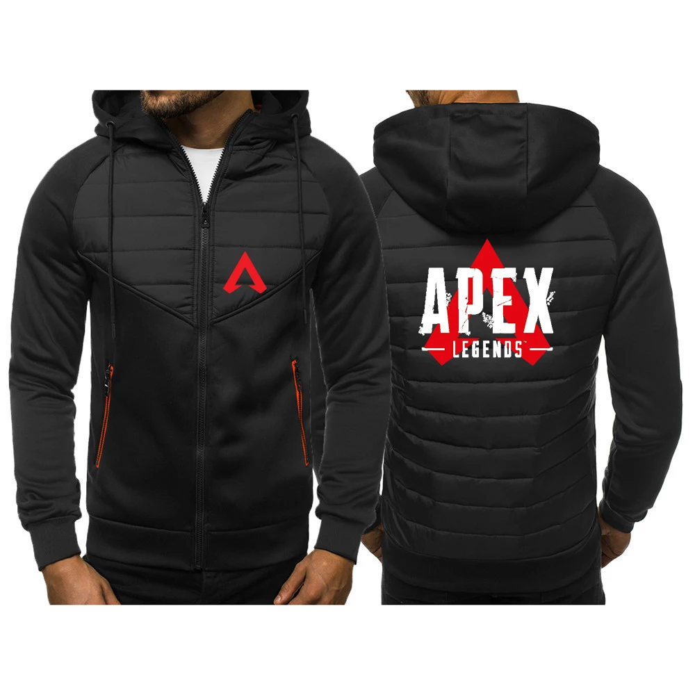 2024 New Apex Legends Game Bows Spring and Autumn Mens Printing New Stly Three Color Hooded Cotton Padded Clothes Patchwork Coat