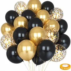 16pcs Black and Metallic Gold Balloons for Birthday New Year Wedding Graduation Party Baby Shower Decorations