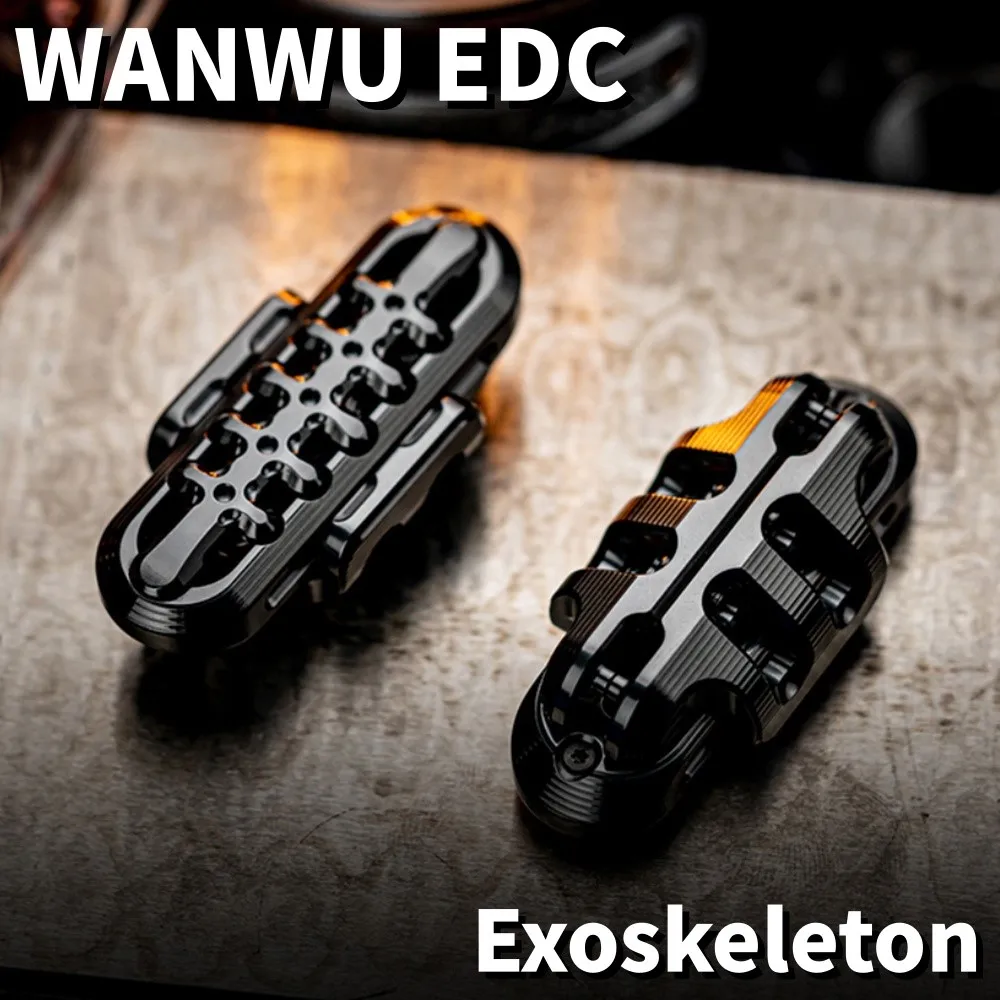 WANWU EDC Exoskeleton Metal Mechanical Fidget Slider Stress Relief Toy For Adults PEI Titanium Zirconium Push Slider