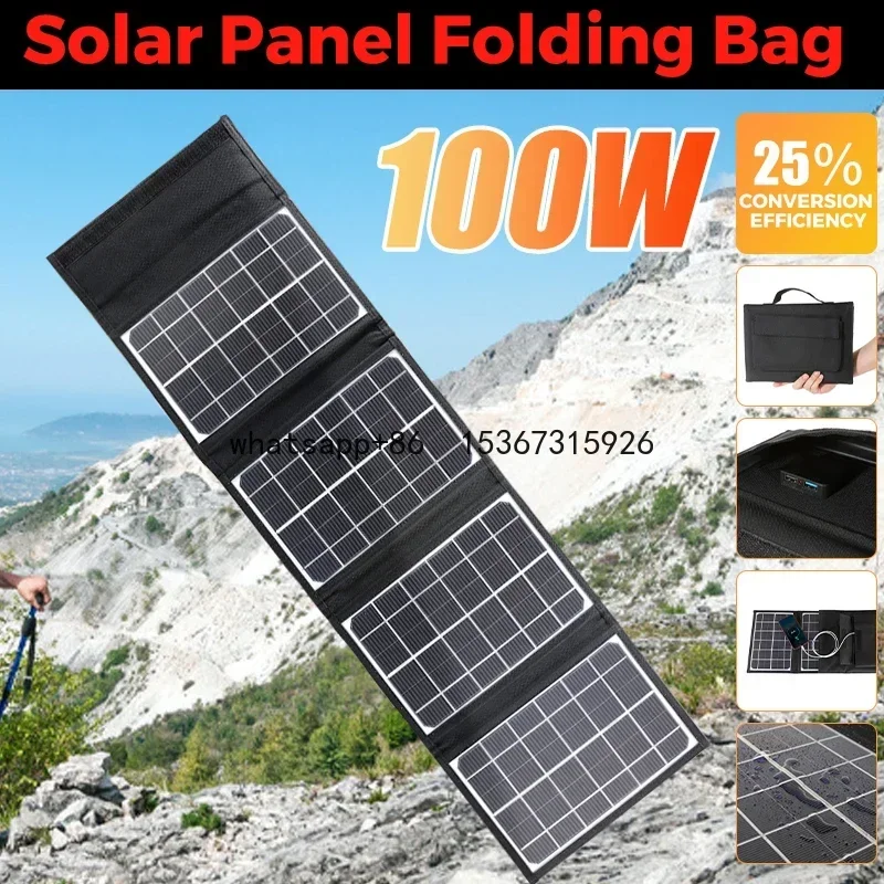 

5V 100W Foldable Solar Panel Support Fast Charge Portable Dual USB Charger Port Solar Cells Plate for Mobile Phone Solar Energy