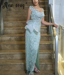 Side Split Straight Turquoise Party Dress Beaded Sparkly Wedding Guest Dresses Robes De Soirée Birthday Dress 2024 Customizable