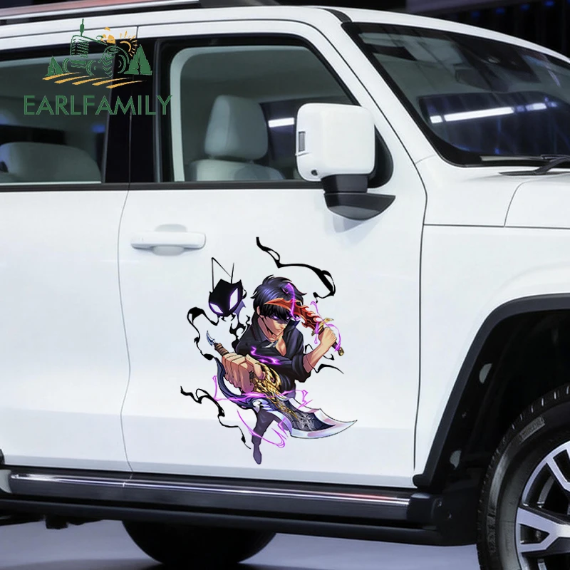 EARLFAMILY 43cm for Sung Jinwoo Big Car Stickers Cool Personality Anime JDM Bumper Trunk Truck Car Door Decal PVC Car Goods