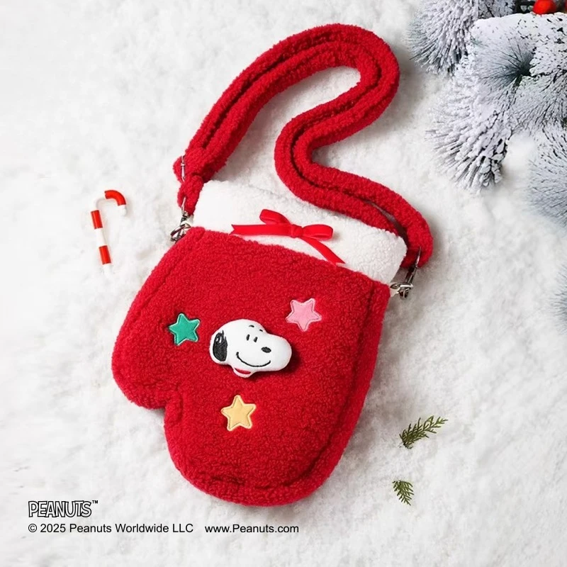 

Сумка через плечо PEANUTS Snoopy в форме варежки, милый мультяшный кошелек унисекс на плечо для женщин/мужчин, рождественский подарок, модный аксессуар