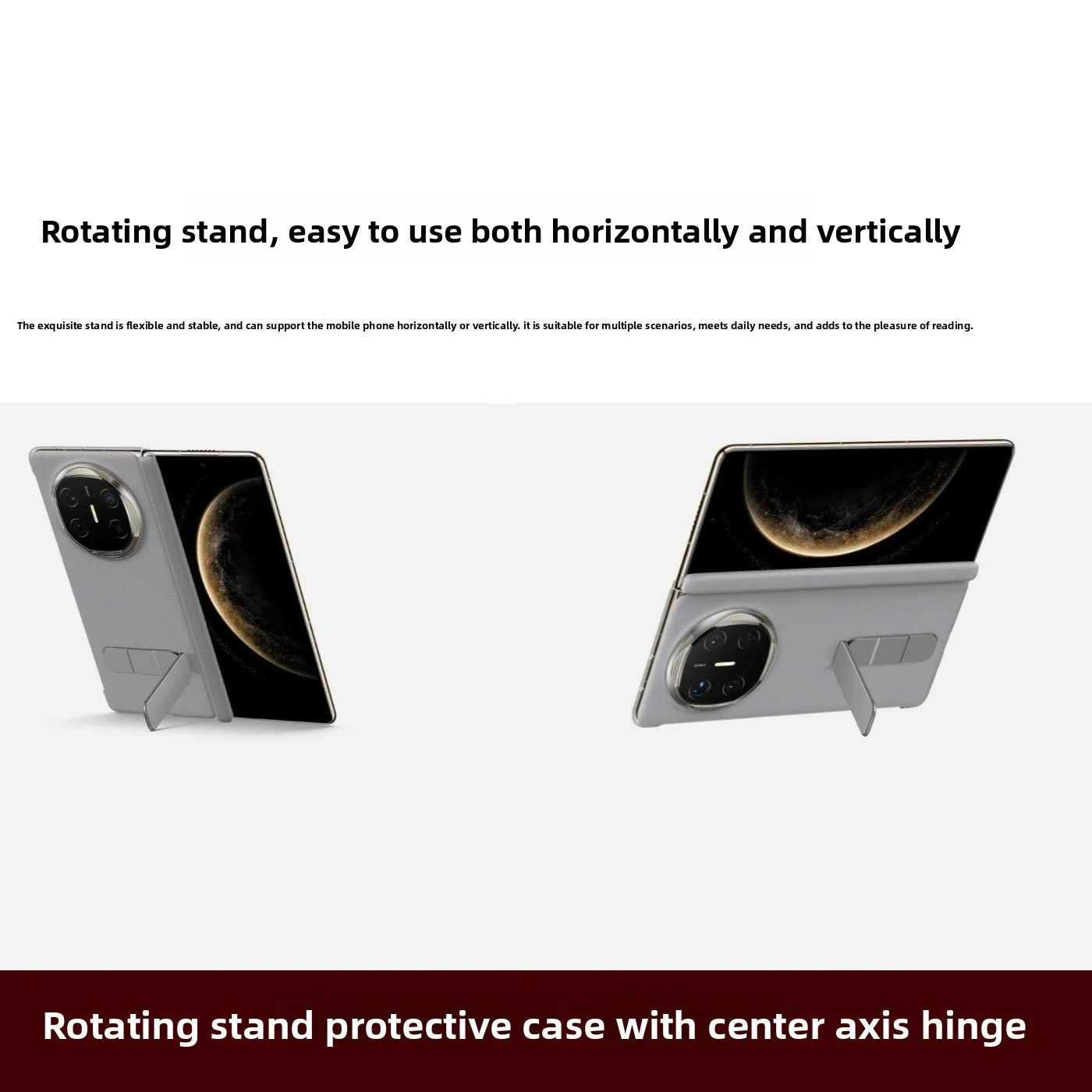 Solid Color Stand Phone Case For Huawei Mate X6 Fold Screen Middle Axis Protective Cover