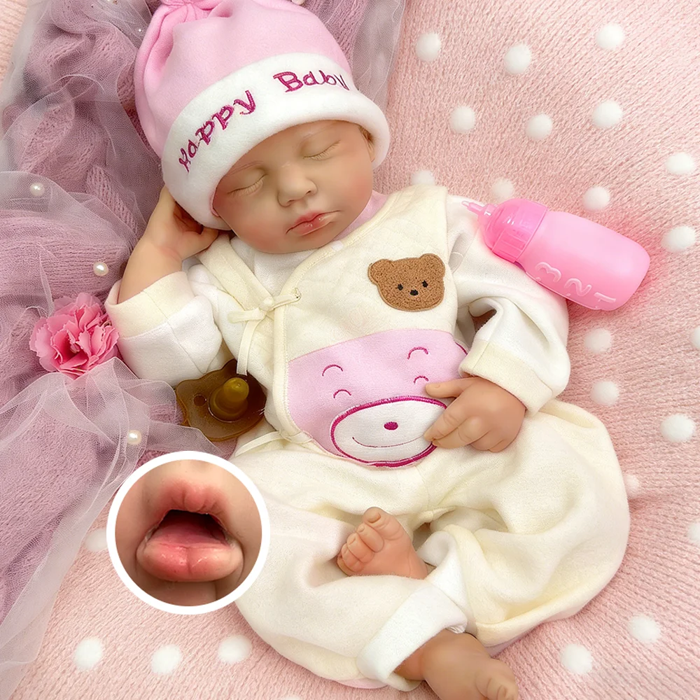 

Кукла-реборн Open Mouth 20 дюймов, премиум-класса, из платинового силикона, мягкая на ощупь, новорожденная девочка/мальчик, идеальный подарок на день рождения для детей