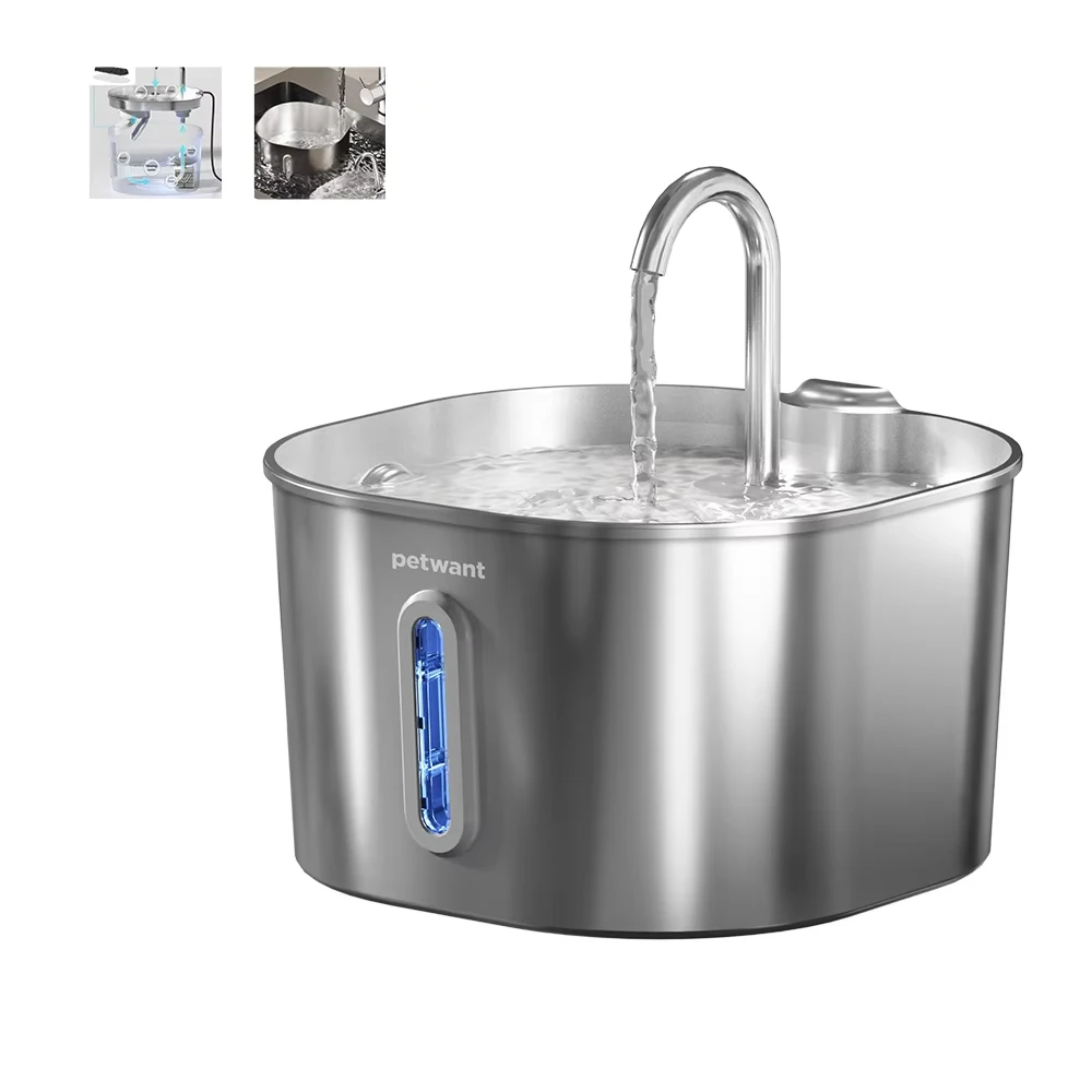 

Wholesale 2.2L Fountain Ultra-Quiet Oz Stainless Steel Automatic Cat Drinking Water Auto Pet Water Dispenser