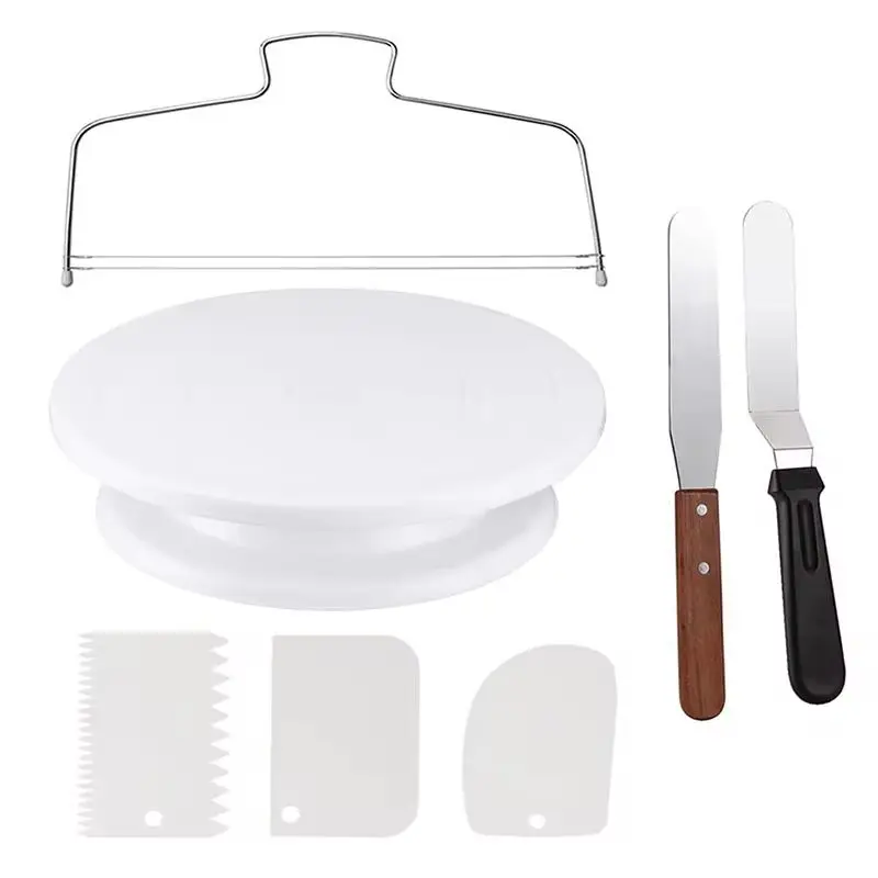 7pcs home cake Turntable baking tools Complete cake turntable cake divider Cheese slitter Baking tools