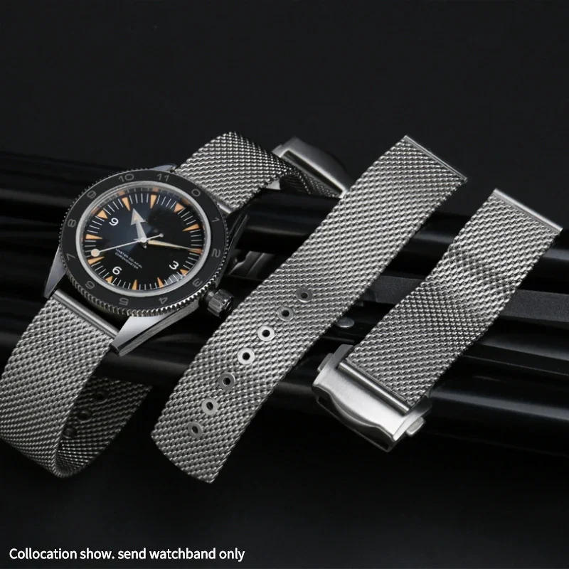 Stainless Steel Watch Strap for Seiko for Omega Seamaster 007 Diving Wrist Band Milanese Mesh Strap Folding Buckle Bracelet 20mm