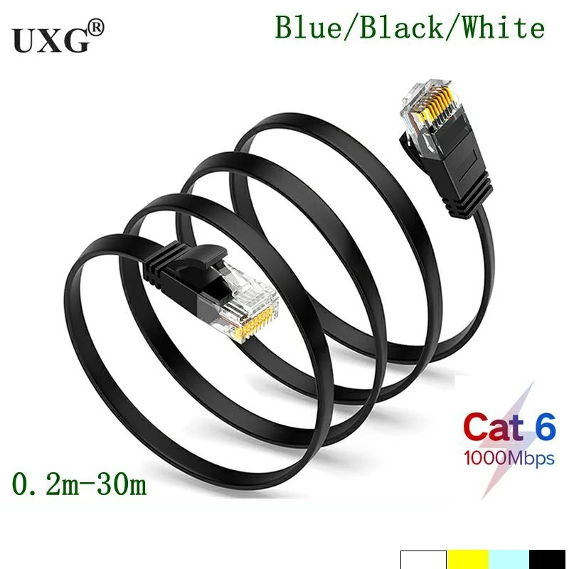 2m 3m 5m10m 30m RJ45 CAT 6 cable CAT6 Flat UTP Ethernet Network Cable RJ45 Patch LAN cat6a RJ 45 able black blue white color