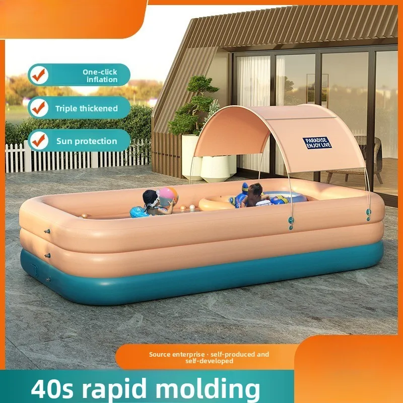 Outdoor Inflatable Pool PVC Shade Children Family Foldable Water Play Fun Pool for Home Use Great Summer Toy Bath Tub Tub