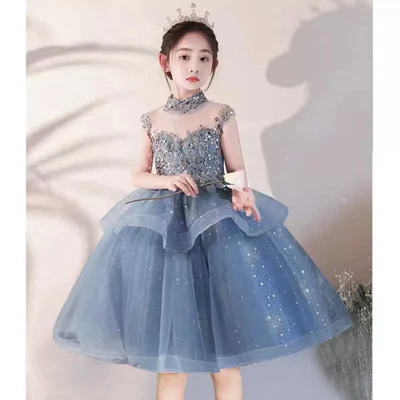 Birthday Party Girls Slim Fit Luxury Dresses Fashion Show Children Host Formal Gowns School Prom High end Princess Dress