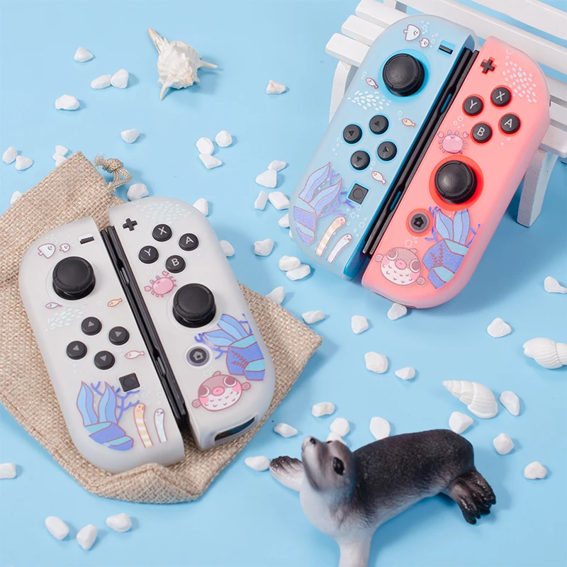 2023 New Nintend Switch OLED Case Sea Cat Dog Matte Hard Shell Transparent Split Joy-con Protective Cover For Switch OLED Cases