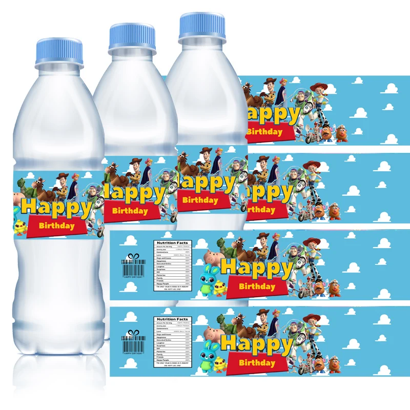 Toy Story Water Bottle Labels for Disney Woody Buzz Party Supplies Birthday Decorations Stickers for Boys Girl Baby Shower Party