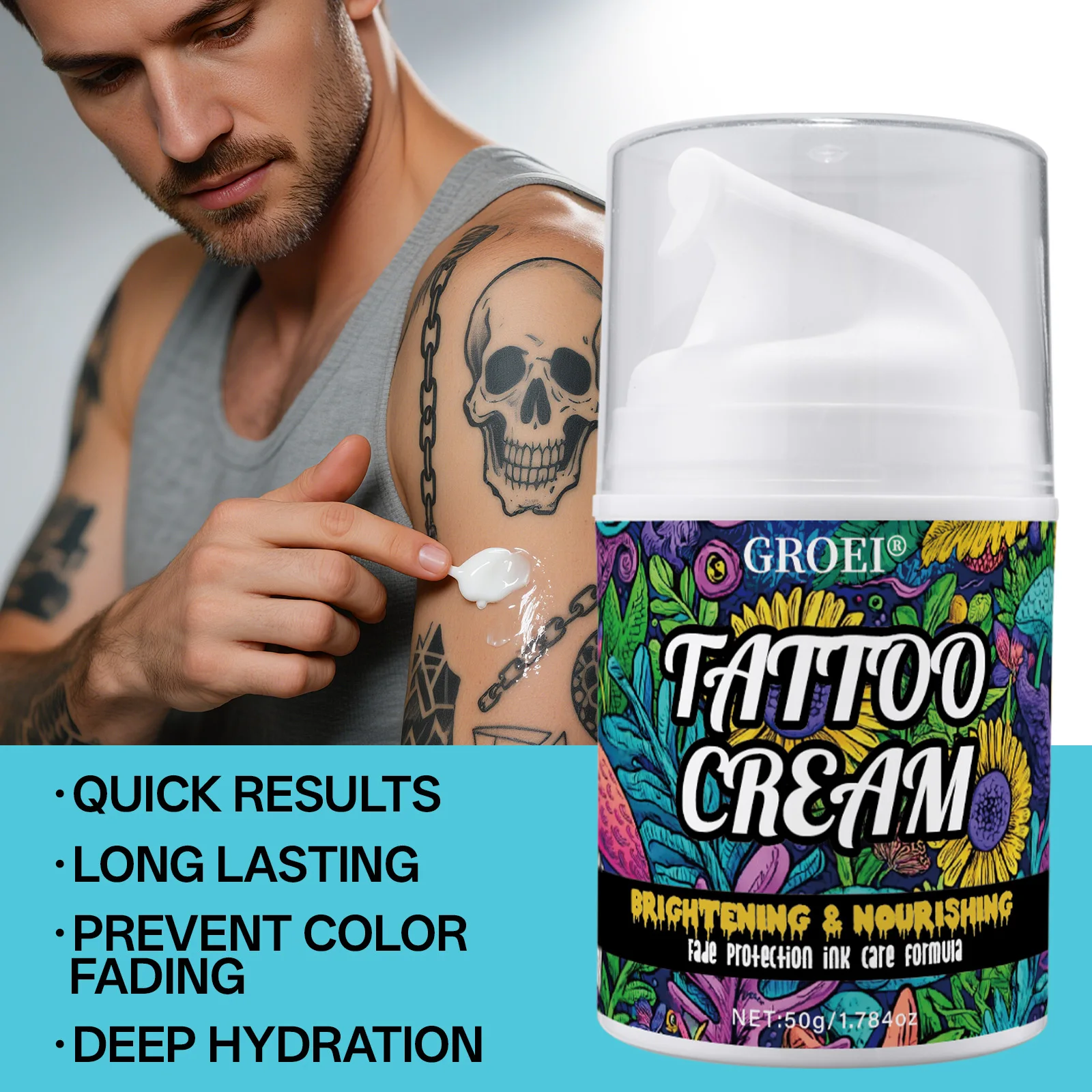 Centella & Coconut Tattoo Healing Balm - Post-Ink Cream Prevents Fading, Deeply Hydrates & Soothes for Vibrant Color.