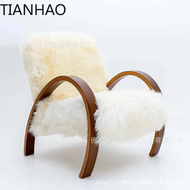 Nordic Modern Solid Ash Wood Armchair for Living Room White Vintage Lounge Chair for Relaxation Minimalist Single Seater Sofa